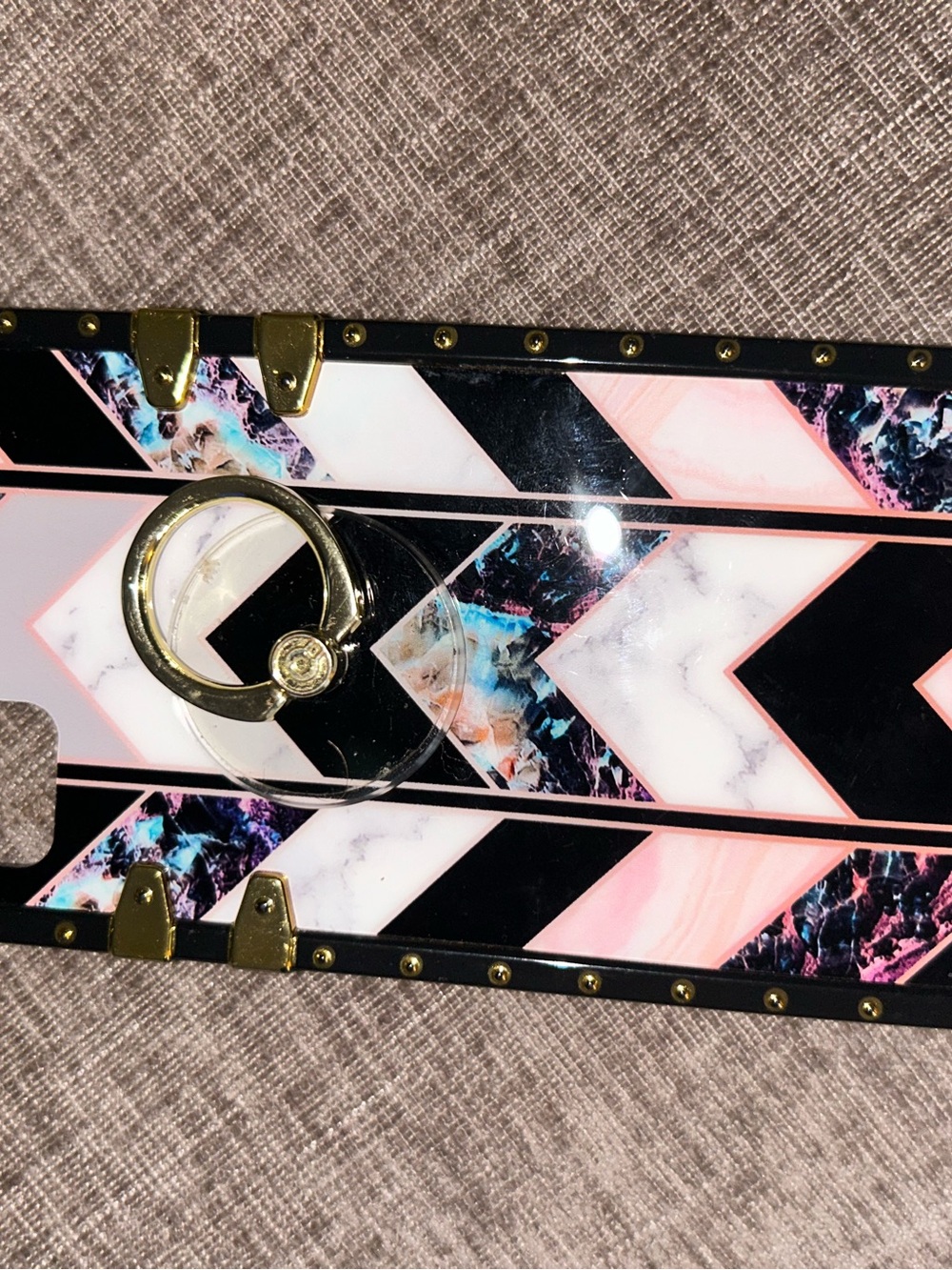 Samsung Galaxy A51 phone case Stylish Geometric Pink Marble Phone Ring Case